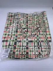 BP Nordstrom Gusset Canvas Tote w/ Straps, Adjustable Shoulder Green Coral Plaid