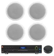 JBL Commercial 70v Amp+Wifi Receiver+4) White 6" Ceiling Speakers For Restaurant
