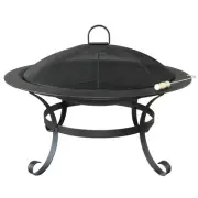 Jumbuck Round Rustic Steel Fire Pit Outdoor Heat Mesh Screen Powder Coating+ LID