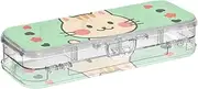 Welcome Home Cute Cartoon Cat Clear Pencils Box Double-Deck Pencil Containers For Kids With Snap-Tight Lid