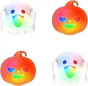 PlayVital Cute Universal Illuminated LED Thumbstick Grips for ps5, for ps4, Joystick Caps for Xbox Series X/S, for Xbox One, Switch Pro Controllers, Joystick Protection - Spooky Ghost with Pumpkin