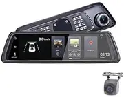 10 Inch HD Driving Recorder Monitor,4G Full-Screen Streaming Media Recorder Rearview Mirror Navigator,Support 4G,WiFi,Bluetooth(1+16) Flash Memory