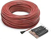 SKMWLMRAJ 12K 33ohm/m Silicone Carbon Fiber Heating Wire Infrared Heating Cable for Warm Floor with Temperature Controller Thermostat Cable and Wire(15m)
