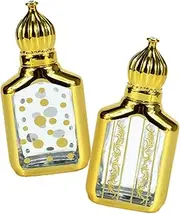 2Pcs Essential Oil Roller Bottle Refillable Travel Container for Perfume Bronzing Design and Daily Use for Aromatherapy and Meditation