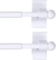 Smarcute Magnetic Curtain Rod Attach to Steel Surfaces: Doors, Window Casings, File Cabinets, Tool Boxes, Refrigerators, Dishwashers, Washers, Length Adjusts 22-40cm, White, 2 Sets