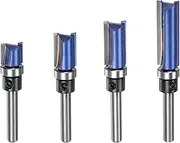 uxcell Pattern Flush Trim Router Bit 1/4" Shank 1/2" Cutting Dia 15/32", 4/5", 1", 1-1/2" Cutting Length Precise Cutting Milling Cutter Tool with Bearings for Woodworking, Blue