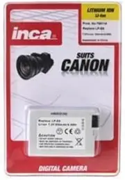 Inca Battery Replacement Canon LP-E8 Battery; Canon Inca 780114 Battery Replacement Canon LP-E8 Li-ion 7.2v 1400mAh, White (780114)