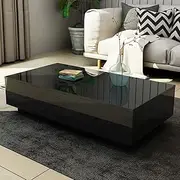 [Luxsuite] Coffee Table High Gloss 4 Drawers Cabinet Storage Wood Living Room Furniture Black 120CM