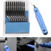 Handle Burr Metal Repair Deburring Tool Kit 10pc Router Bit Rotary Deburr Bla $x