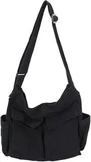[Miners2000] Canvas Messenger Bag, Large Hobo Crossbody Bag with Various Pockets, Canvas Shoulder Tote for Both Women and Men, Army Green, 15.74 * 13.38 * 5.90in