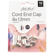 John Bead Cord End Cap 8x12mm 10/Pkg-Silver 1401178