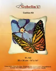 Needlepoint tapestry painted cushion kit - Butterfly (18"x18") Gobelin 01.142