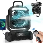 Odoland Portable Misting Fan with Light, 30000Mah Rechargeable Battery Camping F