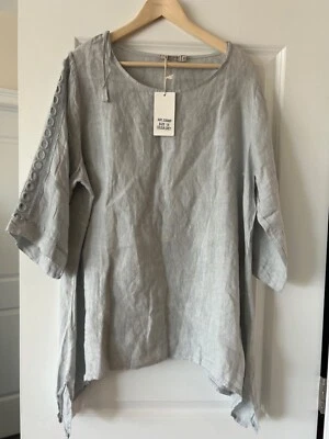 Valentina Naldi (grey)Linen women blouse/ plus fit / Size 1XL