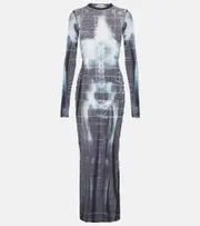 [Jean Paul Gaultier] Jean Paul Gaultier Squeletor sheer tulle maxi dress AU 10 black
