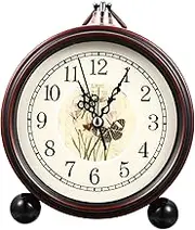 HEALEEP Retro Decorative Silent Alarm Clock Vintage Mini Tabletop Clock for Bedroom and Kitchen No Battery Required Precise Movement Energy Saving Design