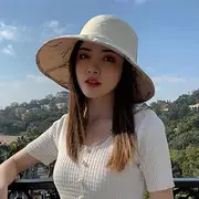 [Ling88] Linen Bowknot Sun Hats for Women Summer Large Brim Hat Foldable Anti-Uv Beach Caps Female Holiday Floppy Cap Bonnet,Sun Hat Big Brim Hat-4