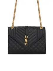 Saint Laurent Envelope Medium Chain Bag in Supple Matelasse Leather