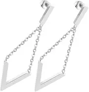 [TENDYCOCO] Geometric Triangle Earrings Ear Dangle Trendy Jewelry Earring Studs for Women Diamond Shaped Earrings Tassel Earrings Ear Accessory Ear Jewelry Stainless Steel Golden