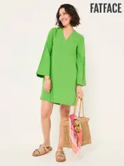 FatFace Mid Green Linen Kaftan Dress (AK9499) | $150