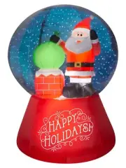 Snow Globe Santa On The Roof Projection Inflatable Airblown Decor
