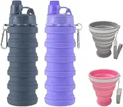 2 Pack Collapsible Silicone Water Bottle, High Temperature Resistant Sports Water Bottle, Portable Lightweight Water Cup with Lid, Reusable, Suitable for Travel Gym Camping, Outdoor Indoor Sports.