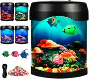 Fish Lamp Mini Aquarium Tank Decorative Lamp 7 Color Changing LED Aquarium Night