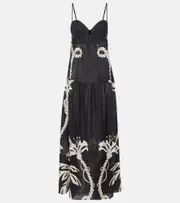 [Johanna Ortiz] Johanna Ortiz Printed linen maxi dress AU 16 black
