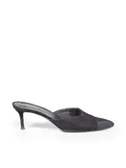 Black Suede Interlocking CC Cap-Toe Mules