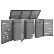 NNEVL Triple Wheelie Bin Shed 207x77.5x115 cm Stainless Steel