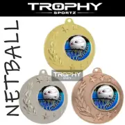 1 x NETBALL 50mm medal trophy GOLD SILVER BRONZE FREE Engraving Ribbon