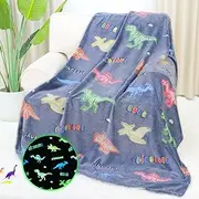 AISDE Dinosaur Gifts Toys for Boys Kids Glow in The Dark Dinosaur Blanket for Toddler 1 2 3 4 5 6 7 8 9 10 Year Old Dino Blanket for Dinosaur Room Decor Kids Birthday Christmas Valentines Presents
