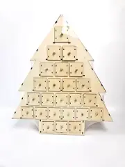 13 Inch Tall Christmas Tree Shaped Advent Calendar, 24 Drawers, Unfinished, DIY