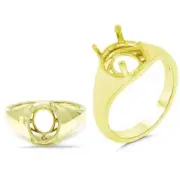 Men's Oval Shape 11x9mm Ring Semi Mount In 14k Yellow Gold, Men Jewelry (51471)