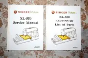 2-Book Library of Service Manuals for Singer Sewing Machines of Class XL-550