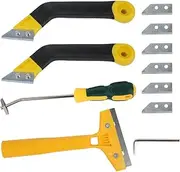 11 Pcs Grout Remover Tool Kit, Including 2Pcs Angled-Design Tile Grout Hand Saw with 8 Diamond Surface Blades Replacement, 4 in 1 Carbide Head Caulking Removal for Tile Joints Corner Cleaning