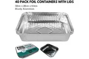160x Aluminium Disposable Foil Food Container Trays Pans w/ Lids Covers Bulk 32cm*26cm*6.3cm