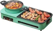 3 in 1 Electric Hot Pot with Grill Smokeless Teppanyaki Barbecue Electric Griddles Indooroutdoor BBQ Multifunctional Baking Pan Suitable for Gatherings of 2 8 People Green