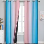Pink and Blue Blackout Curtains 84 Inches Long, Ombre Grommet Thermal Insulat...