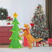 Costway140CM Christmas Tree with Dog Decoration for Yard/ Porch Lawn