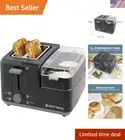 2-Slice Toaster and Egg Poacher Breakfast Station with Meat Heating Tray, Black