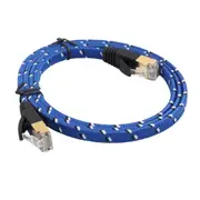 1M Gold Plated Cat-7 10 Gigabit Ethernet Ultra Flat Patch Cable For Modem Router Lan Network Built With Shielded Rj45 Connector