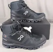 On Cloud Cloudrock Boots Womens 10 Black Waterproof Hiking Shoes