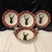 Royal Stafford Tartan Deer Stag Salad Serving Vegetable Bowl NEW - Set of 4