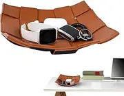 [Generic] Key Tray - Keys Storage Tray | Artificial Leather Entryway Tray for Keys | Nordicc Style Storage Dish | Weaving Vanity Basket | Desk Organizer Aesthetic for Dressing Table Jewelry Rc Cosmetics