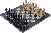 RADICALN 15 Inches Handmade Black & Multi Green Weighted Full Chess Game Set - Staunton and Ambassador Style Marble Tournament Chess Sets for Adults, Black,Green (B-MG-Big)