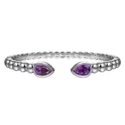 Sterling Silver 2.41ctw Amethyst Beaded Bangle Bracelet