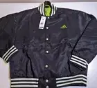 Donovan Mitchell Varsity Bomber Jacket Mens Small Adidas Black Green Button New