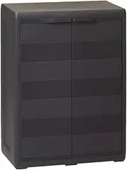 Garden Storage Cabinet, Organizer with Shelf, Lockers with 2 Door for Patio, Garden, Backyard, Lawn, Easy Assemble, 65 x 38 x 87 cm, Black