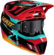 Leatt 7.5 Vector Motocross Helmet with Goggles, black-red-blue, Size M for Men Black Red Blue